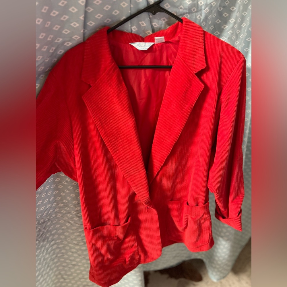 Red corduroy blazer, Vibrant and warm!